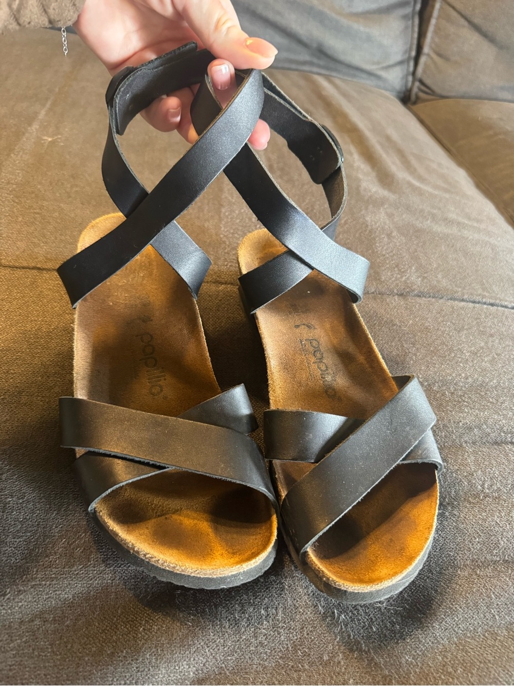 Papillio (Birkenstock) Black Crisscross Leather Sandals